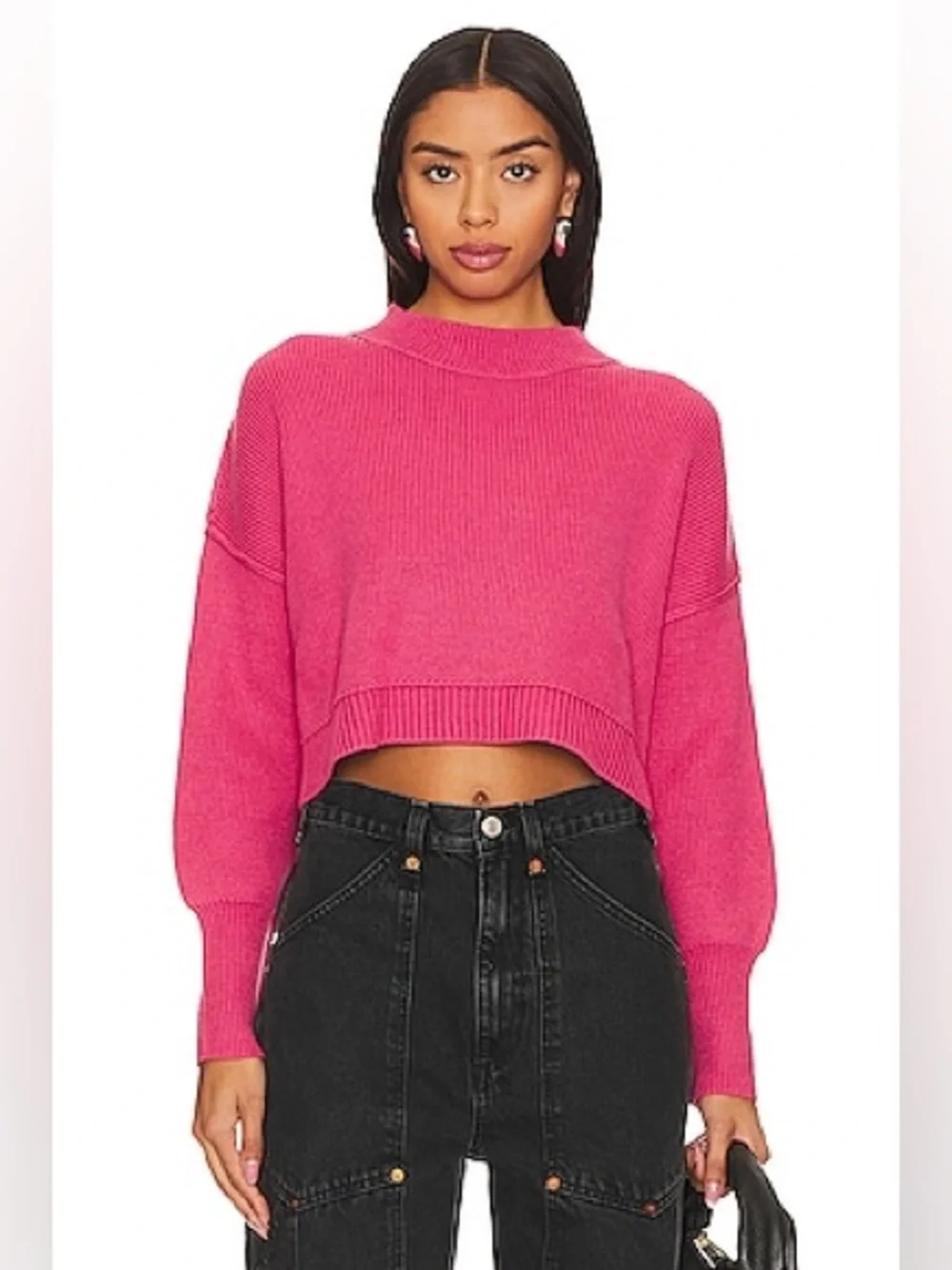Free People Easy Street Tunic Sweater Ribbed Oversize Pink size XS chic boho